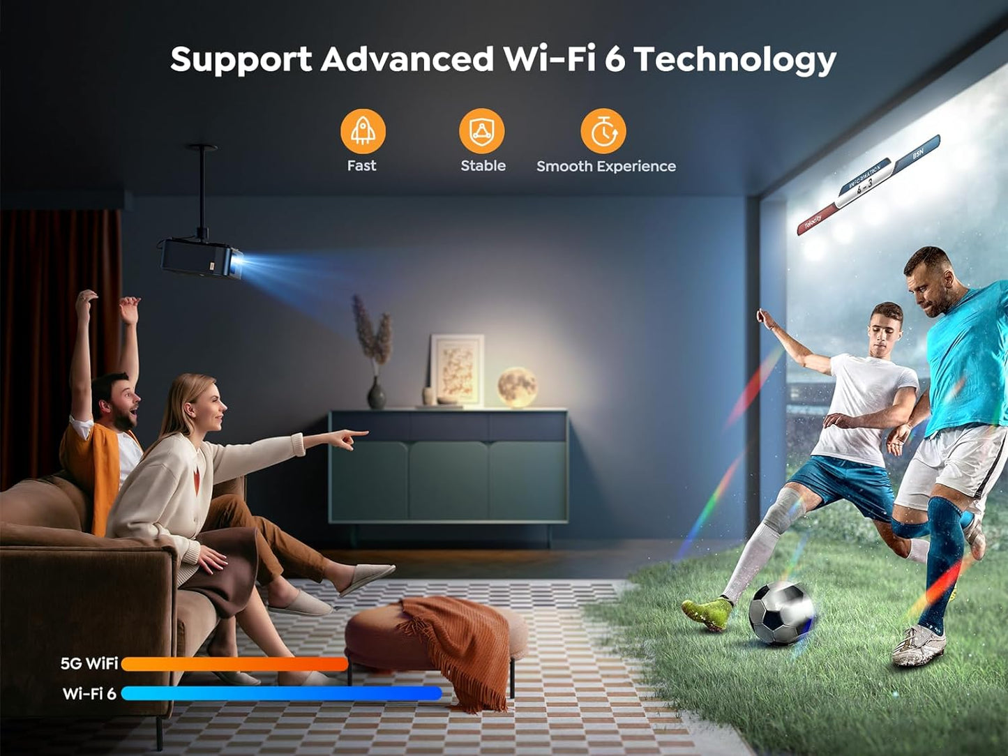 Projector 4K with Android TV,  K2S 1000 ANSI Wifi 6 Bluetooth Projector, Sound by JBL, Dolby Audio, Auto Focus & Keystone,Native 1080P 4K Supported Outdoor Movie Projector with Netflix 7000+ Apps