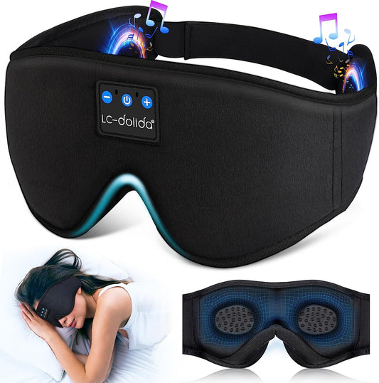 Sleep Headphones, 3D Sleep Mask Bluetooth Wireless Music Eye Mask, Sleeping Headphones for Side Sleepers Sleep Mask with Bluetooth Headphones Ultra-Thin Stereo Speakers Perfect for Sleeping